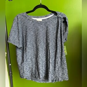 Anthropologie x Deletta Cinched Sleeve Heathered Shortsleeve Top